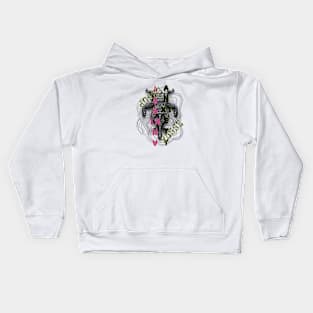 Anxiety Posse Collection-Mirrored Static Creature with Pink and LIme Lettering Kids Hoodie